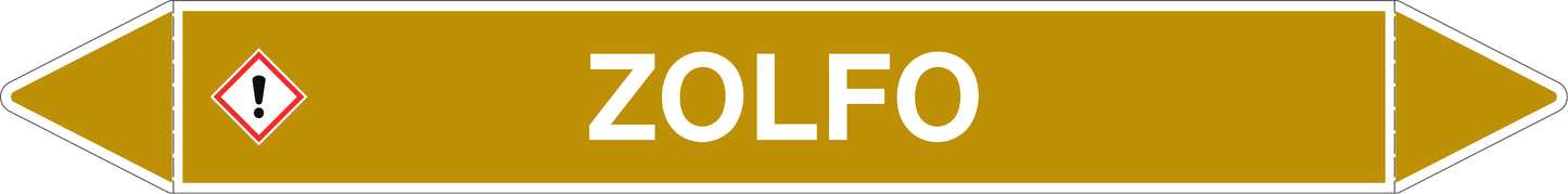 GLOBAL PACCO DA 10 ETICHETTE PER TUBAZIONI - ZOLFO - Etichetta Autoadesiva Resistente