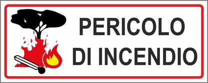 PERICOLO D'INCENDIO - CARTELLO SEGNALETICO UNI ISO 7010 in Adesivo Resistente, Pannello in Forex, Pannello In Alluminio
