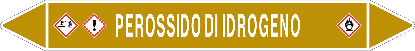 GLOBAL PACCO DA 10 ETICHETTE PER TUBAZIONI - PEROSSIDO DI IDROGENO - Etichetta Autoadesiva Resistente