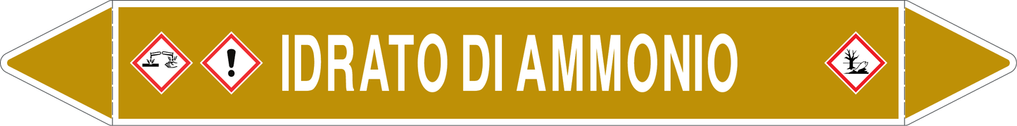 GLOBAL PACCO DA 10 ETICHETTE PER TUBAZIONI - IDRATO DI AMMONIO - Etichetta Autoadesiva Resistente