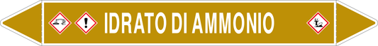GLOBAL PACCO DA 10 ETICHETTE PER TUBAZIONI - IDRATO DI AMMONIO - Etichetta Autoadesiva Resistente