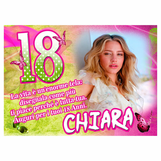 GLOBAL STRISCIONE FONDALE COMPLEANNO - Compleanno 18 Anni mod 3 - STRISCIONE PERSONALIZZATO IN CARTA O IN BANNER PVC ANCHE DA ESTERNO GARANZIA 5 ANNI