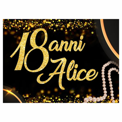 GLOBAL STRISCIONE FONDALE COMPLEANNO - Compleanno 18 Anni mod 4 - STRISCIONE PERSONALIZZATO IN CARTA O IN BANNER PVC ANCHE DA ESTERNO GARANZIA 5 ANNI