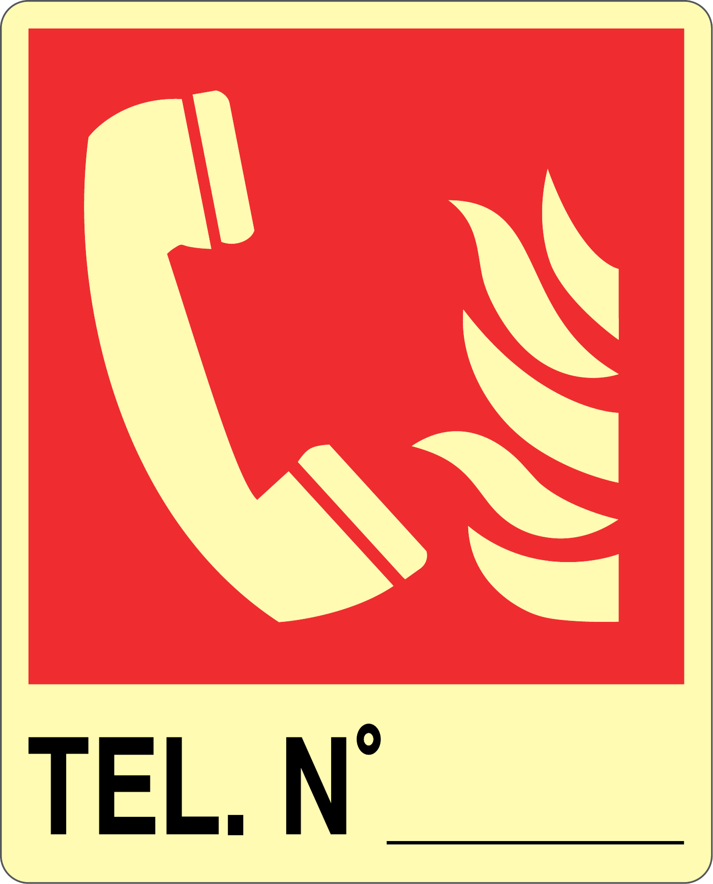 GLOBAL CARTELLO SEGNALETICO LUMINESCENTE - TELEFONO ANTINCENDIO N. - Adesivo Luminescente O Pannello Rigido Luminescente