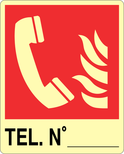 GLOBAL CARTELLO SEGNALETICO LUMINESCENTE - TELEFONO ANTINCENDIO N. - Adesivo Luminescente O Pannello Rigido Luminescente