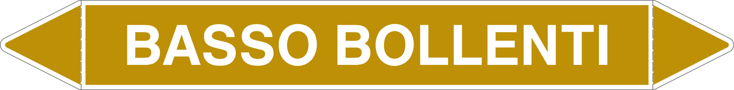 GLOBAL PACCO DA 10 ETICHETTE PER TUBAZIONI - BASSO BOLLENTI - Etichetta Autoadesiva Resistente