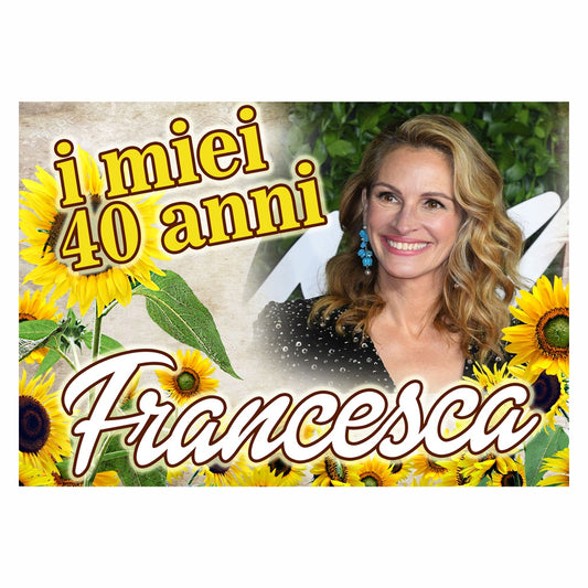 GLOBAL STRISCIONE FONDALE COMPLEANNO - Compleanno 40 Anni mod 2 - STRISCIONE PERSONALIZZATO IN CARTA O IN BANNER PVC ANCHE DA ESTERNO GARANZIA 5 ANNI