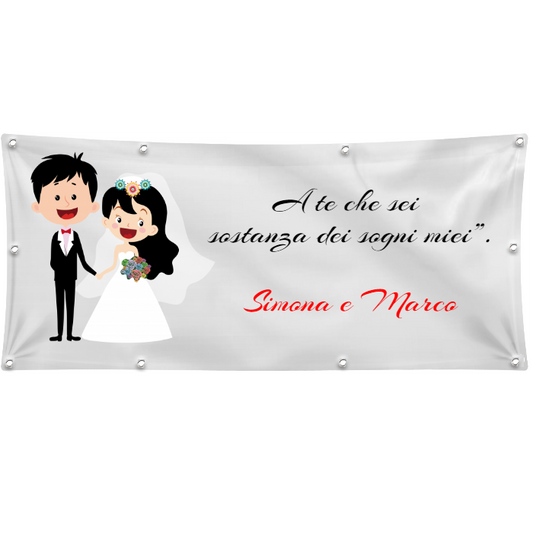GLOBAL STRISCIONE FONDALE MATRIMONIO - MATRIMONIO SOGNO - PERSONALIZZATO IN CARTA O IN BANNER PVC ANCHE DA ESTERNO GARANZIA 5 ANNI