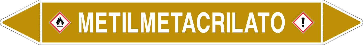 GLOBAL PACCO DA 10 ETICHETTE PER TUBAZIONI - METILMETACRILATO - Etichetta Autoadesiva Resistente