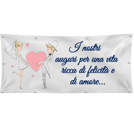 GLOBAL STRISCIONE FONDALE MATRIMONIO - SPOSI ROMANTICI - IN CARTA O IN BANNER PVC ANCHE DA ESTERNO GARANZIA 5 ANNI