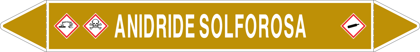 GLOBAL PACCO DA 10 ETICHETTE PER TUBAZIONI - ANIDRIDE SOLFOROSA - Etichetta Autoadesiva Resistente