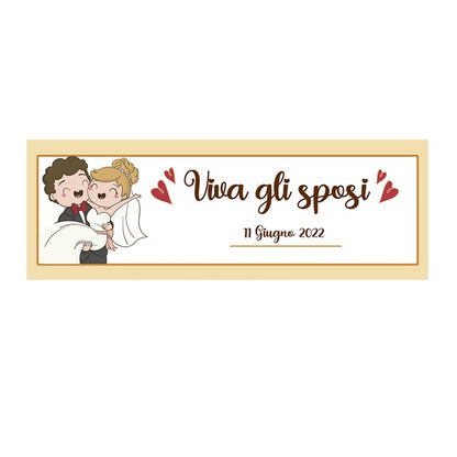 GLOBAL STRISCIONE FONDALE MATRIMONIO - VIVA GLI SPOSI - PERSONALIZZATO IN CARTA O IN BANNER PVC ANCHE DA ESTERNO GARANZIA 5 ANNI