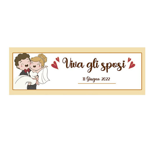 GLOBAL STRISCIONE FONDALE MATRIMONIO - VIVA GLI SPOSI - PERSONALIZZATO IN CARTA O IN BANNER PVC ANCHE DA ESTERNO GARANZIA 5 ANNI