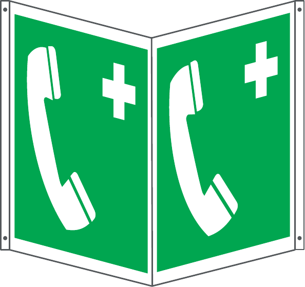 GLOBAL CARTELLO SEGNALETICO BIFACCIALE QUADRATO - SIMBOLO TELEFONO DI EMERGENZA - In Alluminio Con Stampa Diretta U.V. (IDEALE ANCHE PER ESTERNO)