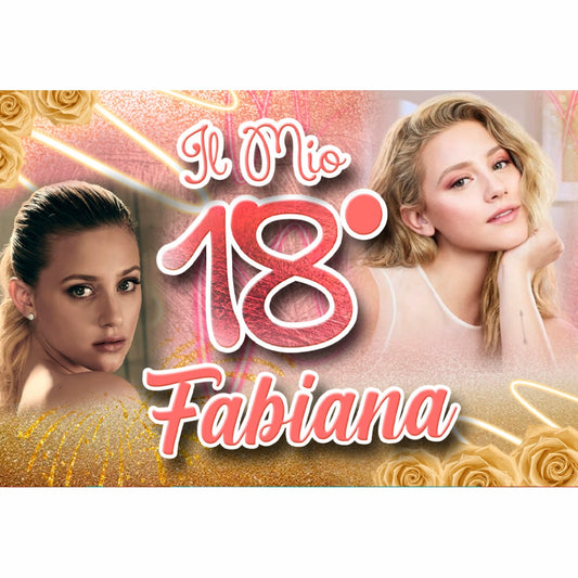 GLOBAL STRISCIONE FONDALE COMPLEANNO - 18 Anni Compleanno Oro e Rosso - STRISCIONE PERSONALIZZATO IN CARTA O IN BANNER PVC ANCHE DA ESTERNO GARANZIA 5 ANNI