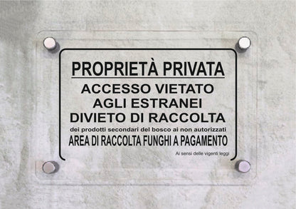 ACCESSO VIETATO AGLI ESTRANEI DIVIETO DI RACCOLTA DEI PRODOTTI - CARTELLO SEGNALETICO ISO 7010 in Adesivo Resistente, Pannello in Forex, Pannello In Alluminio o in Plexiglas
