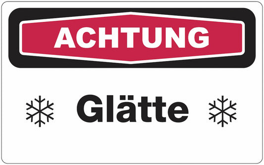 GLOBAL CARTELLO SEGNALETICO - ACHTUNG Glätte -  Adesivo Extra Resistente, Pannello in Forex, Pannello In Alluminio
