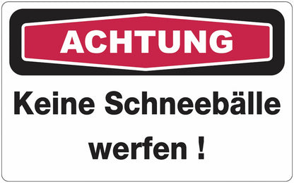 GLOBAL CARTELLO SEGNALETICO - ACHTUNG Keine Schneebälle! -  Adesivo Extra Resistente, Pannello in Forex, Pannello In Alluminio
