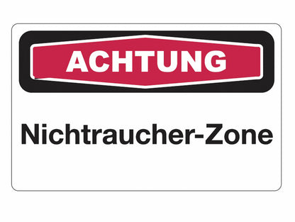 GLOBAL CARTELLO SEGNALETICO - ACHTUNG Nichtraucher-Zone -  Adesivo Extra Resistente, Pannello in Forex, Pannello In Alluminio