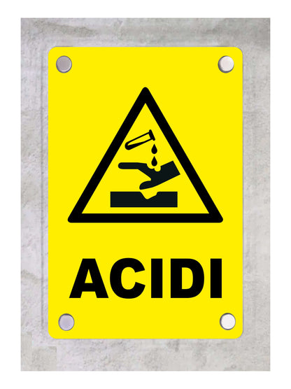 ACIDI - CARTELLO SEGNALETICO ISO 7010 in Adesivo Resistente, Pannello in Forex, Pannello In Alluminio o in Plexiglas