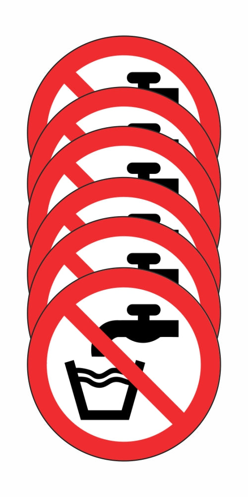 GLOBAL KIT DI 6 ADESIVI - ACQUA NON POTABILE- Pittogramma ISO 7010 Con Stampa Diretta U.V. (IDEALE ANCHE PER ESTERNO)