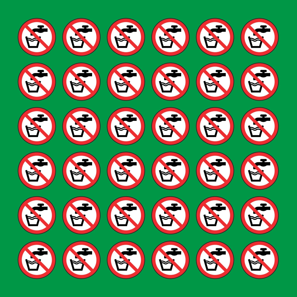 PACCO DA 6 KIT DI 6 ADESIVI ROTONDI - ACQUA NON POTABILE - Pittogramma ISO 7010 Con Stampa Diretta U.V.