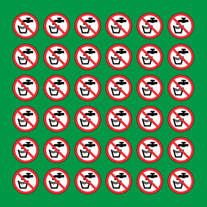 PACCO DA 6 KIT DI 6 ADESIVI ROTONDI - ACQUA NON POTABILE - Pittogramma ISO 7010 Con Stampa Diretta U.V.