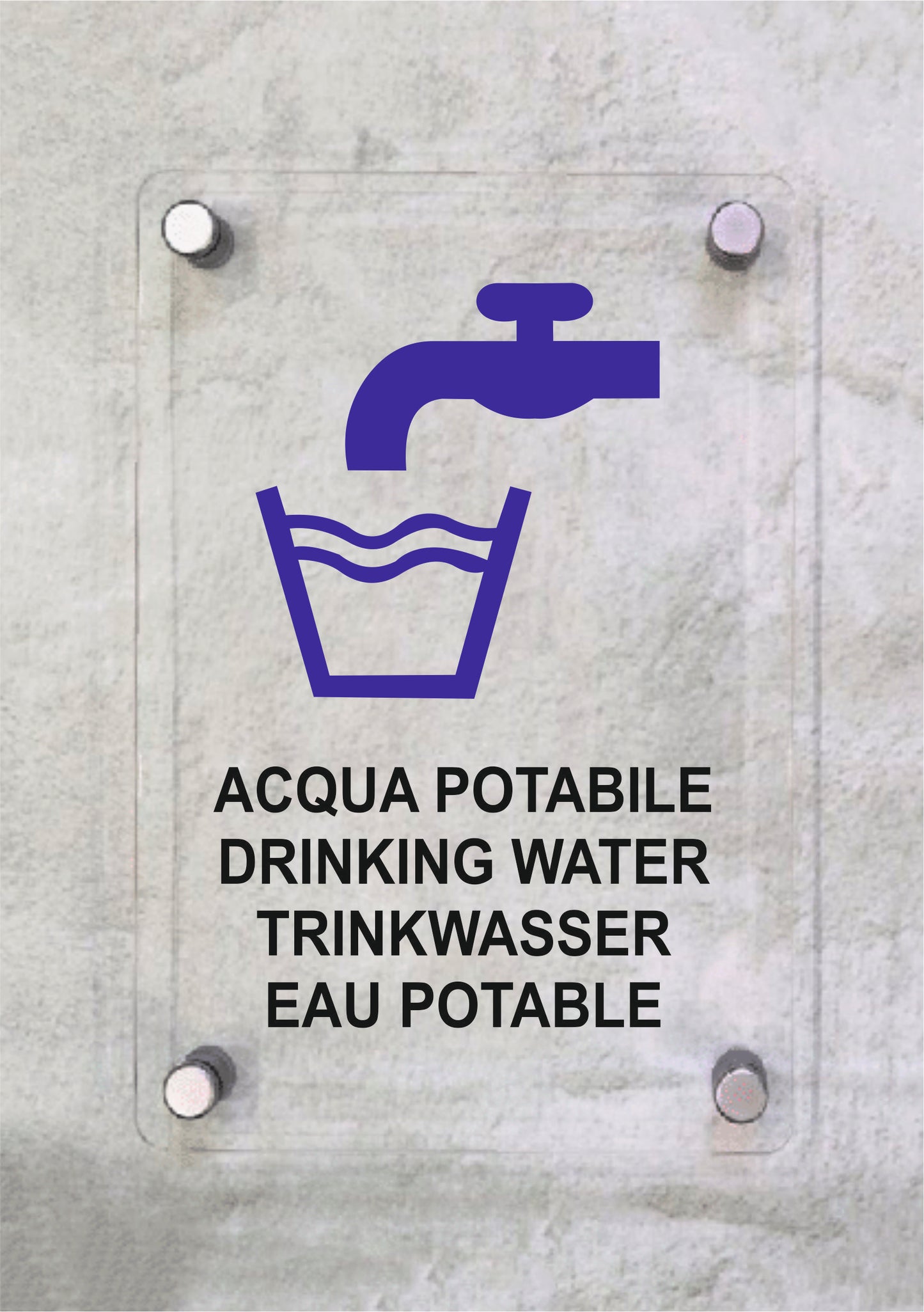 ACQUA POTABILE MODELLO 2 - CARTELLO SEGNALETICO ISO 7010 in Adesivo Resistente, Pannello in Forex, Pannello In Alluminio o in Plexiglas