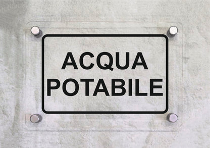 ACQUA POTABILE SCRITTA - CARTELLO SEGNALETICO ISO 7010 in Adesivo Resistente, Pannello in Forex, Pannello In Alluminio o in Plexiglas