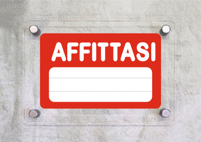 AFFITTASI - CARTELLO SEGNALETICO ISO 7010 in Adesivo Resistente, Pannello in Forex, Pannello In Alluminio o in Plexiglas