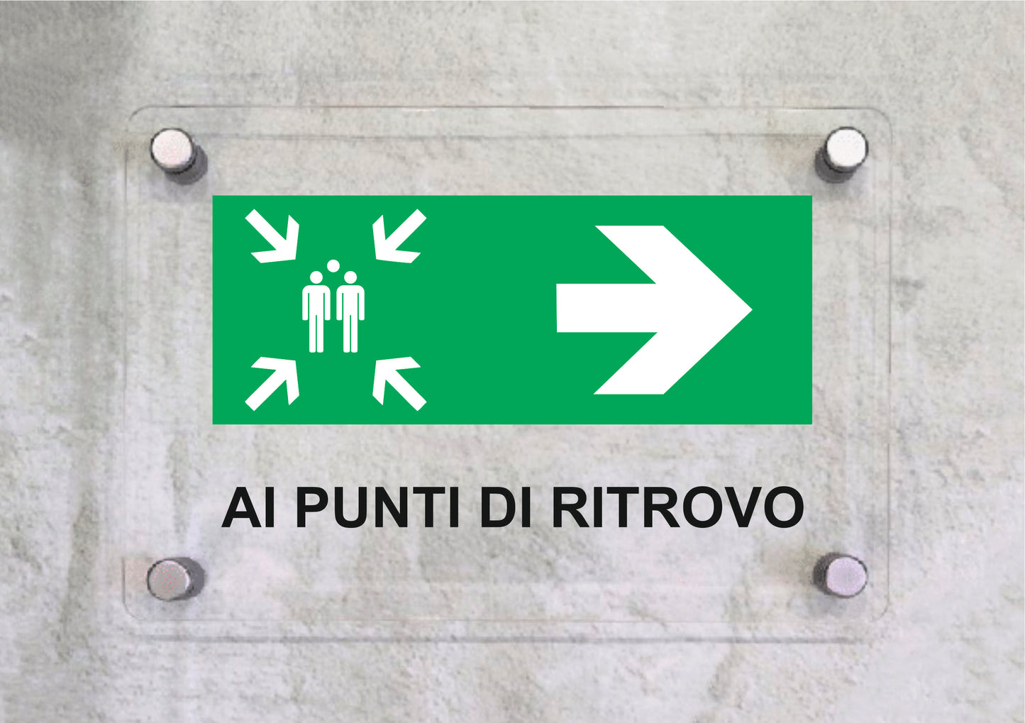 AI PUNTI DI RITROVO - CARTELLO SEGNALETICO ISO 7010 in Adesivo Resistente, Pannello in Forex, Pannello In Alluminio o in Plexiglas