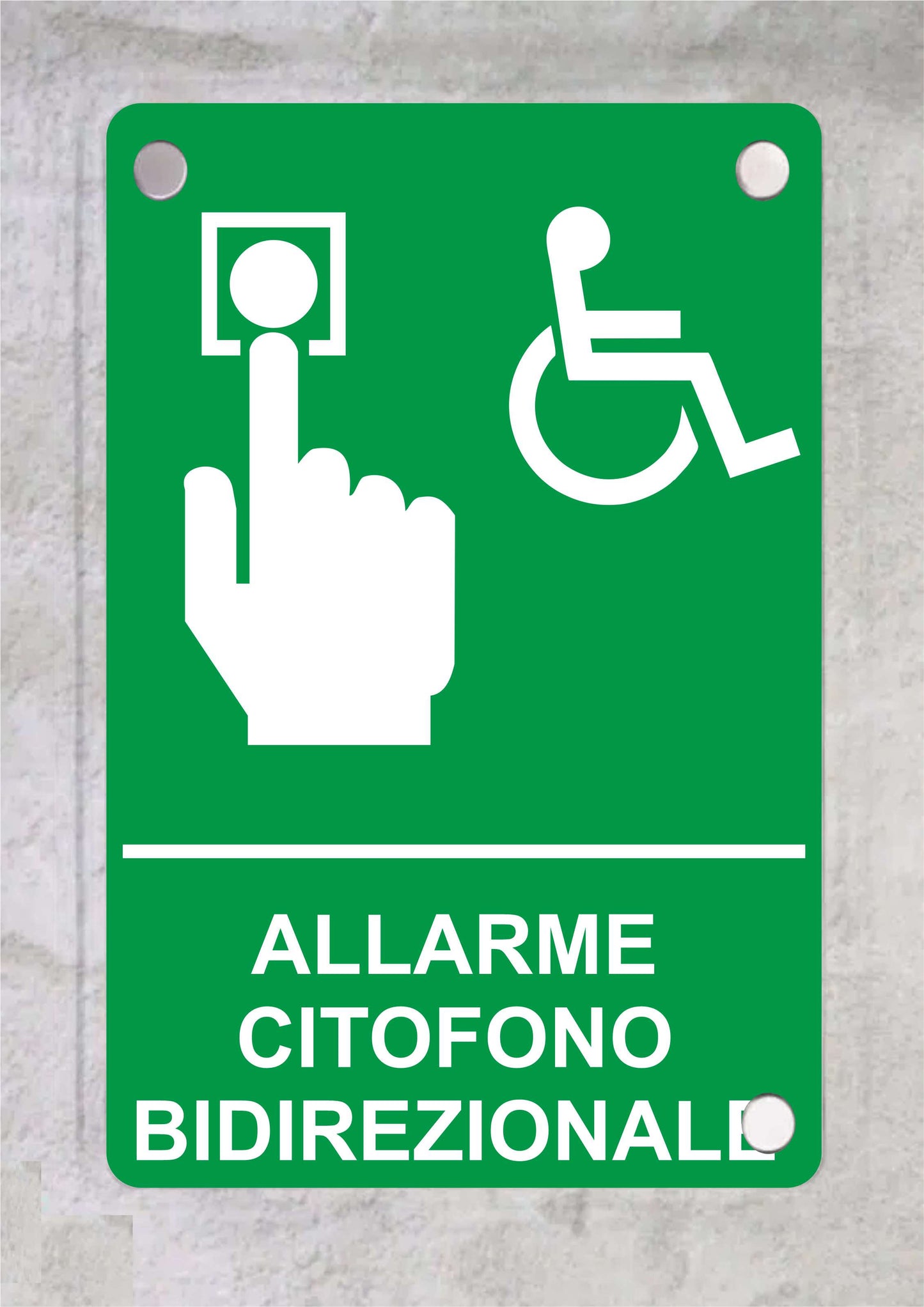 ALLARME CITOFONO BIDIREZIONALE - CARTELLO SEGNALETICO ISO 7010 in Adesivo Resistente, Pannello in Forex, Pannello In Alluminio o in Plexiglas