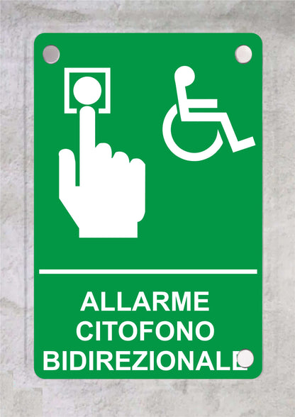 ALLARME CITOFONO BIDIREZIONALE - CARTELLO SEGNALETICO ISO 7010 in Adesivo Resistente, Pannello in Forex, Pannello In Alluminio o in Plexiglas