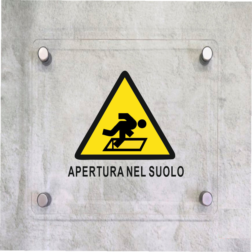 Global Targa Cartello in plexiglass Quadrato - APERTURA NEL SUOLO - Con Distanziali in acciaio inox, Stampa UV