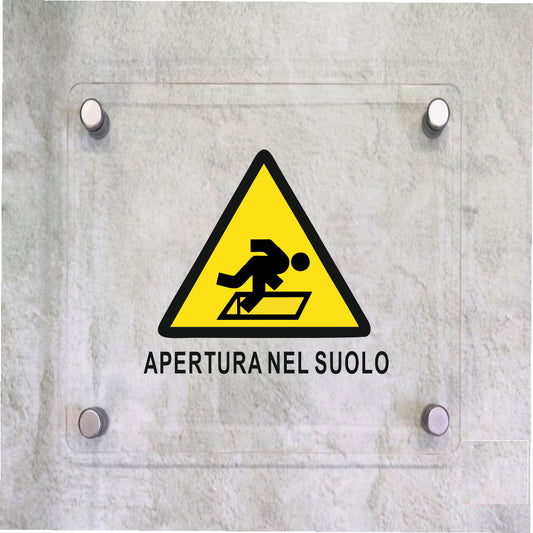 Global Targa Cartello in plexiglass Quadrato - APERTURA NEL SUOLO - Con Distanziali in acciaio inox, Stampa UV