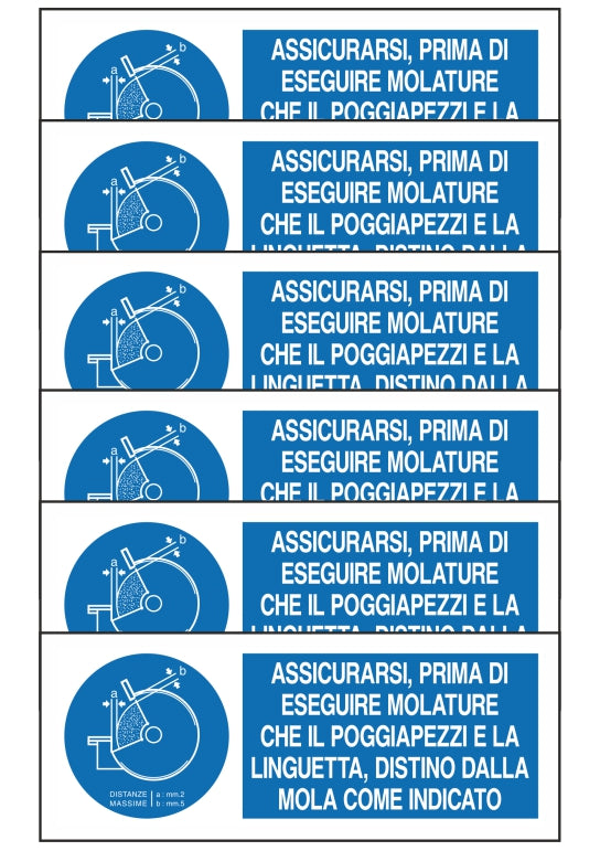 GLOBAL KIT DI 6 ADESIVI UNI - ASSICURARSI PRIMA DI ESEGUIRE MOLATURE CHE IL… - Pittogramma ISO 7010 Con Stampa Diretta U.V. (IDEALE ANCHE PER ESTERNO)