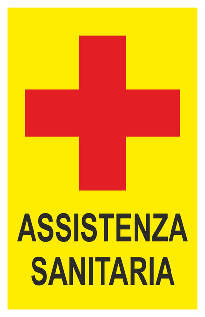 GLOBAL CARTELLO SEGNALETICO - ASSISTENZA SANITARIA - Adesivo Extra Resistente, Pannello in Forex, Pannello In Alluminio