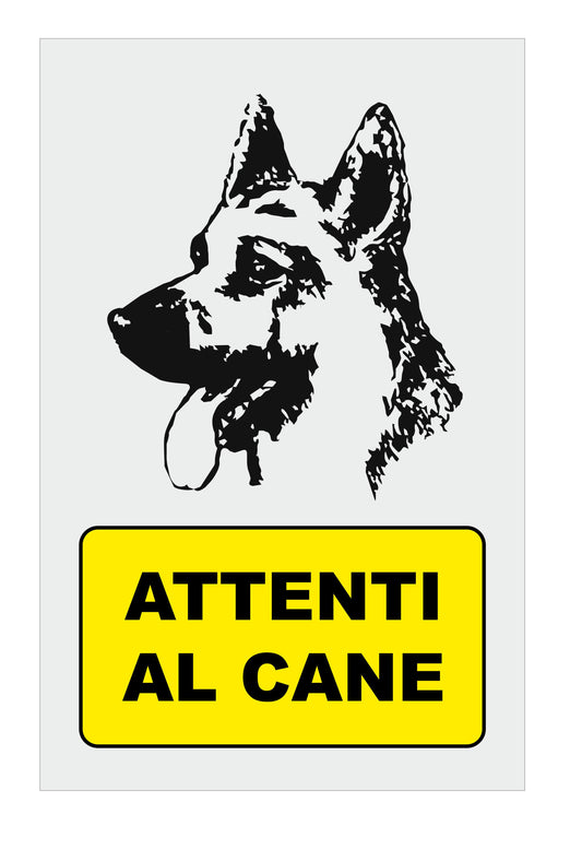 GLOBAL CARTELLO SEGNALETICO - ATTENTI AL CANE - Adesivo Extra Resistente, Pannello in Forex, Pannello In Alluminio