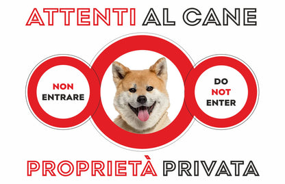 GLOBAL CARTELLO SEGNALETICO  - ATTENTI AL CANE AKITA INU PROPRIETÀ PRIVATA - Adesivo Extra Resistente, Pannello in Forex, Pannello In Alluminio