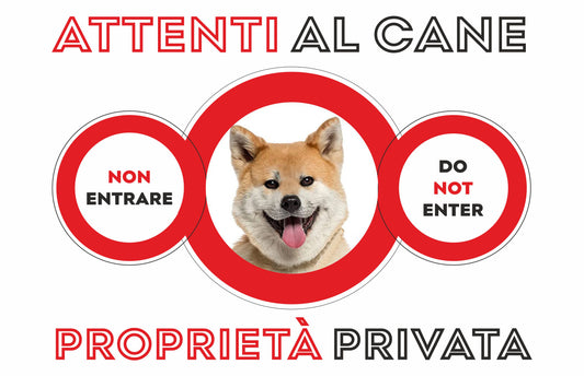 GLOBAL CARTELLO SEGNALETICO  - ATTENTI AL CANE AKITA INU PROPRIETÀ PRIVATA - Adesivo Extra Resistente, Pannello in Forex, Pannello In Alluminio