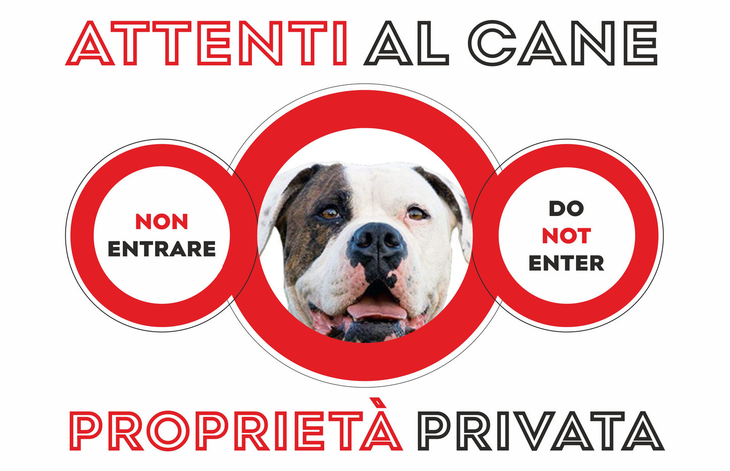 GLOBAL CARTELLO SEGNALETICO  - ATTENTI AL CANE BULLDOG PROPRIETÁ PRIVATA - Adesivo Extra Resistente, Pannello in Forex, Pannello In Alluminio