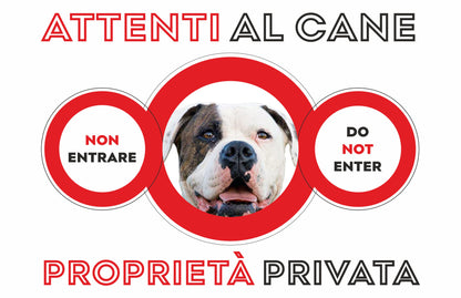 GLOBAL CARTELLO SEGNALETICO  - ATTENTI AL CANE BULLDOG PROPRIETÁ PRIVATA - Adesivo Extra Resistente, Pannello in Forex, Pannello In Alluminio