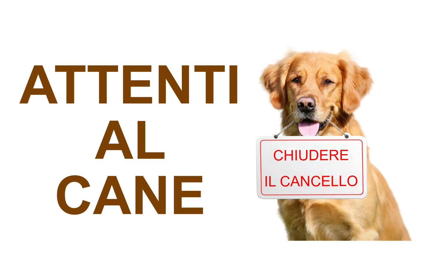 GLOBAL CARTELLO SEGNALETICO - ATTENTI AL CANE, CHIUDERE IL CANCELLO - Adesivo Extra Resistente, Pannello in Forex, Pannello In Alluminio