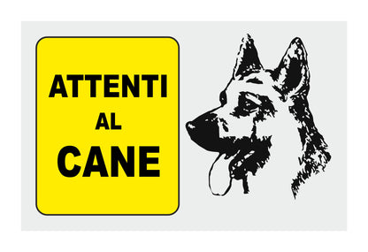 GLOBAL CARTELLO SEGNALETICO  -ATTENTI AL CANE 2- Adesivo Extra Resistente, Pannello in Forex, Pannello In Alluminio