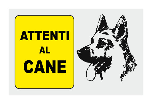 GLOBAL CARTELLO SEGNALETICO  -ATTENTI AL CANE 2- Adesivo Extra Resistente, Pannello in Forex, Pannello In Alluminio