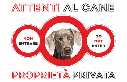 GLOBAL CARTELLO SEGNALETICO  - ATTENTI AL CANE BRACCO UNGHERESE - Adesivo Extra Resistente, Pannello in Forex, Pannello In Alluminio