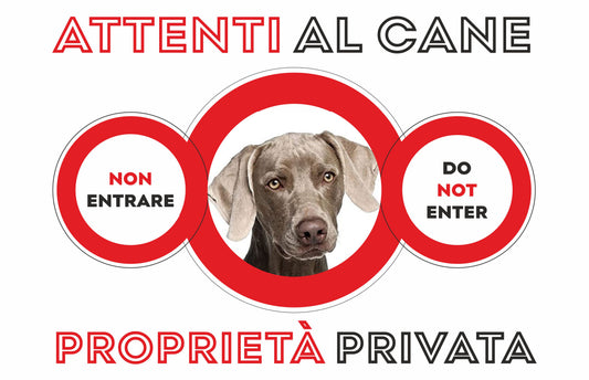 GLOBAL CARTELLO SEGNALETICO  - ATTENTI AL CANE BRACCO UNGHERESE - Adesivo Extra Resistente, Pannello in Forex, Pannello In Alluminio