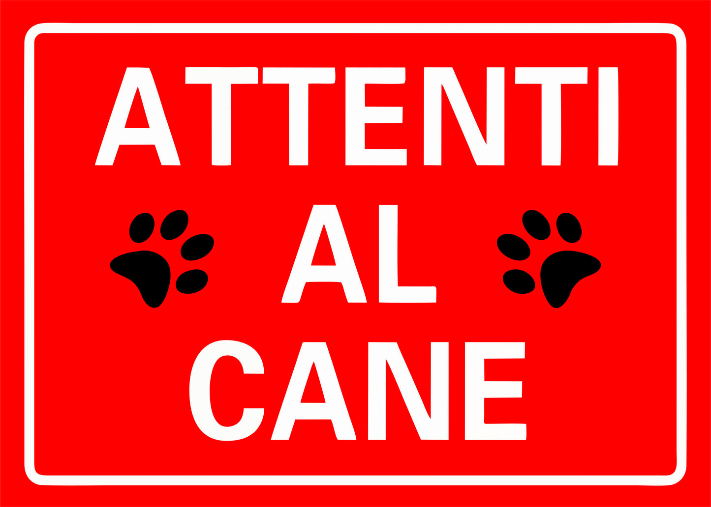 GLOBAL CARTELLO SEGNALETICO -ATTENTI AL CANE (ROSSO)  - Adesivo Extra Resistente, Pannello in Forex, Pannello In Alluminio
