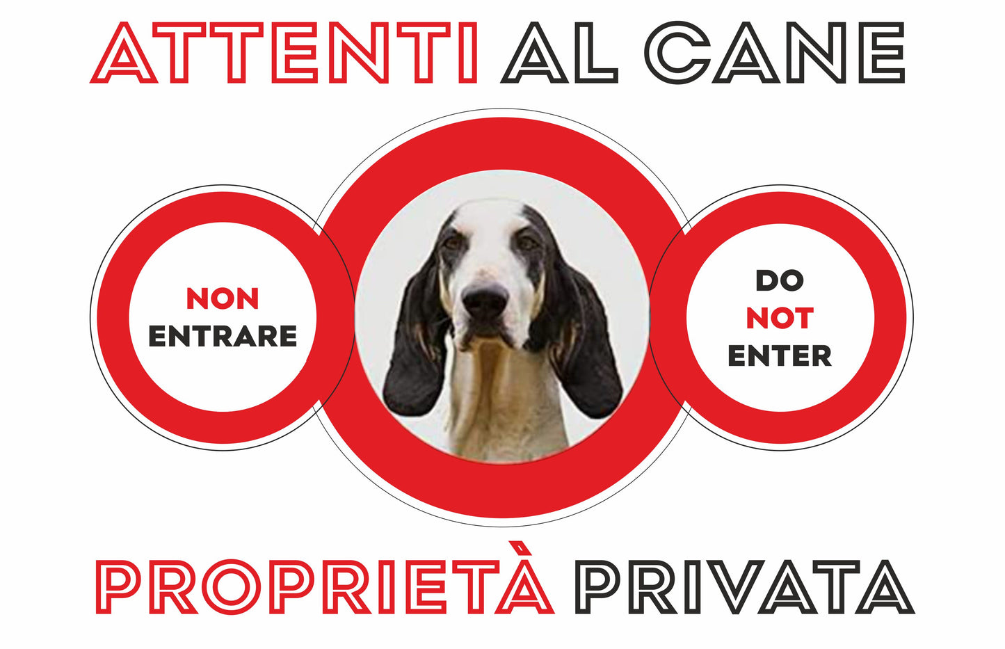 GLOBAL CARTELLO SEGNALETICO  - ATTENTI al Cane Ariegeois PROPRIETÀ PRIVATA - Adesivo Extra Resistente, Pannello in Forex, Pannello In Alluminio
