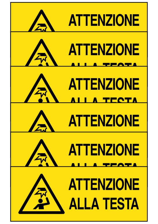 GLOBAL KIT DI 6 ADESIVI UNI - ATTENZIONE ALLA TESTA - Pittogramma ISO 7010 Con Stampa Diretta U.V. (IDEALE ANCHE PER ESTERNO)